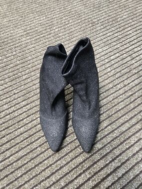 Trash & Luxury Black Sparkle Pointed Sock Boots